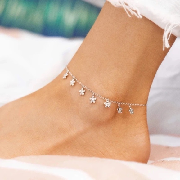 Pura Vida Rose Gold Bitty Daises Anklet - Picture 1 of 6